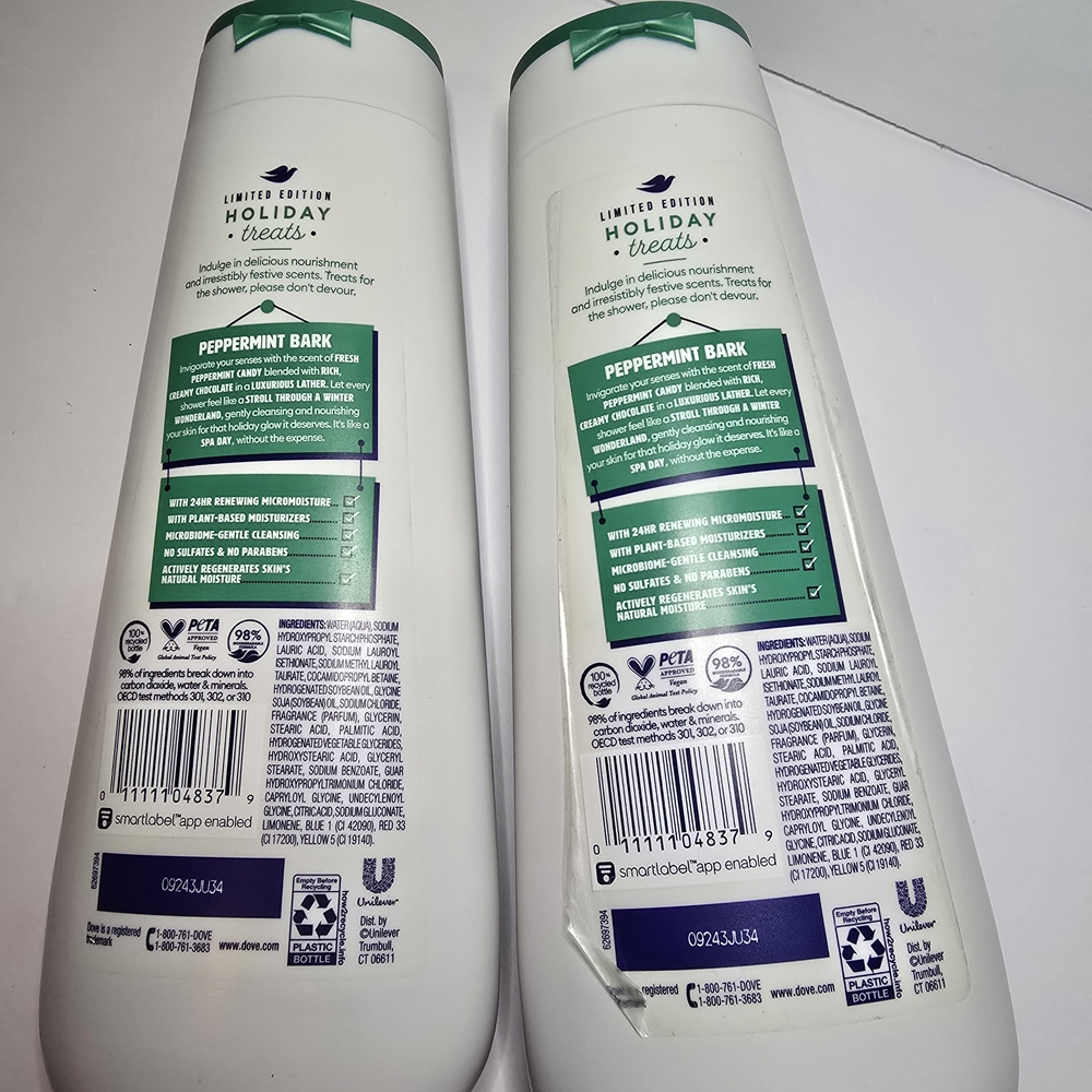 Dove Holiday Treats Peppermint Bark Deep Nourishing Body Wash - White & Green - Picture 2 of 2